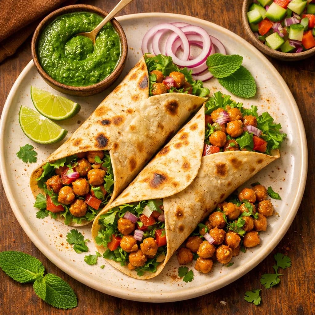 Spiced Chickpea Wraps with Mint Chutney recipe