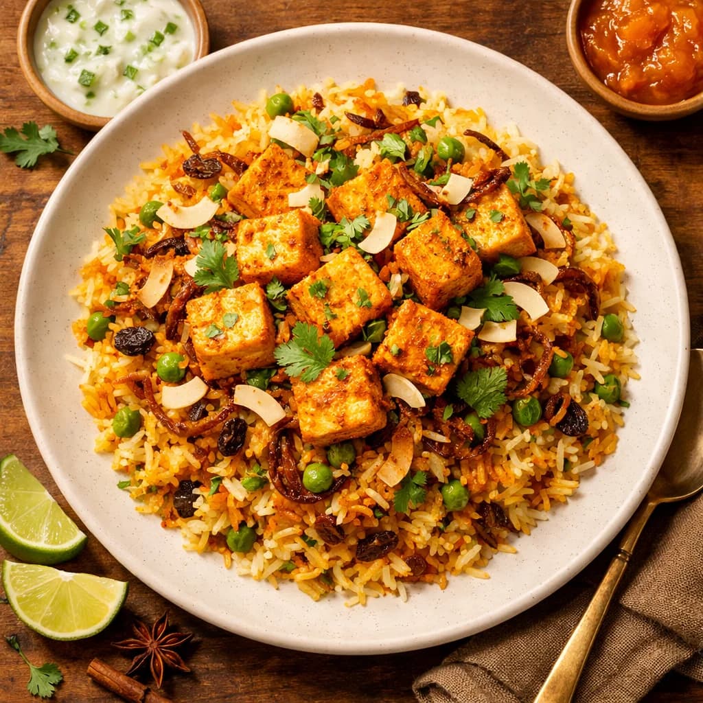 Spiced Coconut Tofu Biryani recipe
