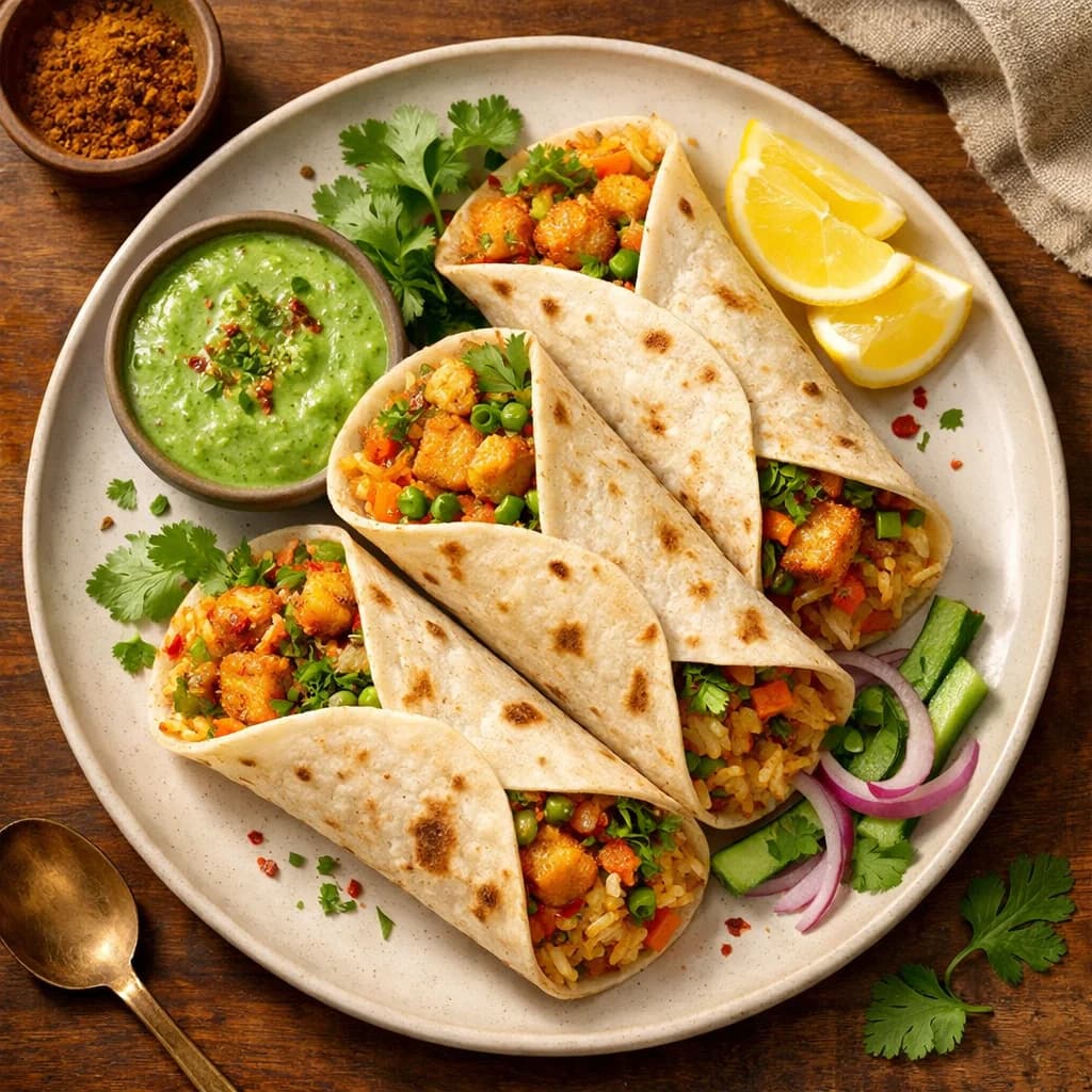 Spiced Fish and Vegetable Rice Wraps recipe