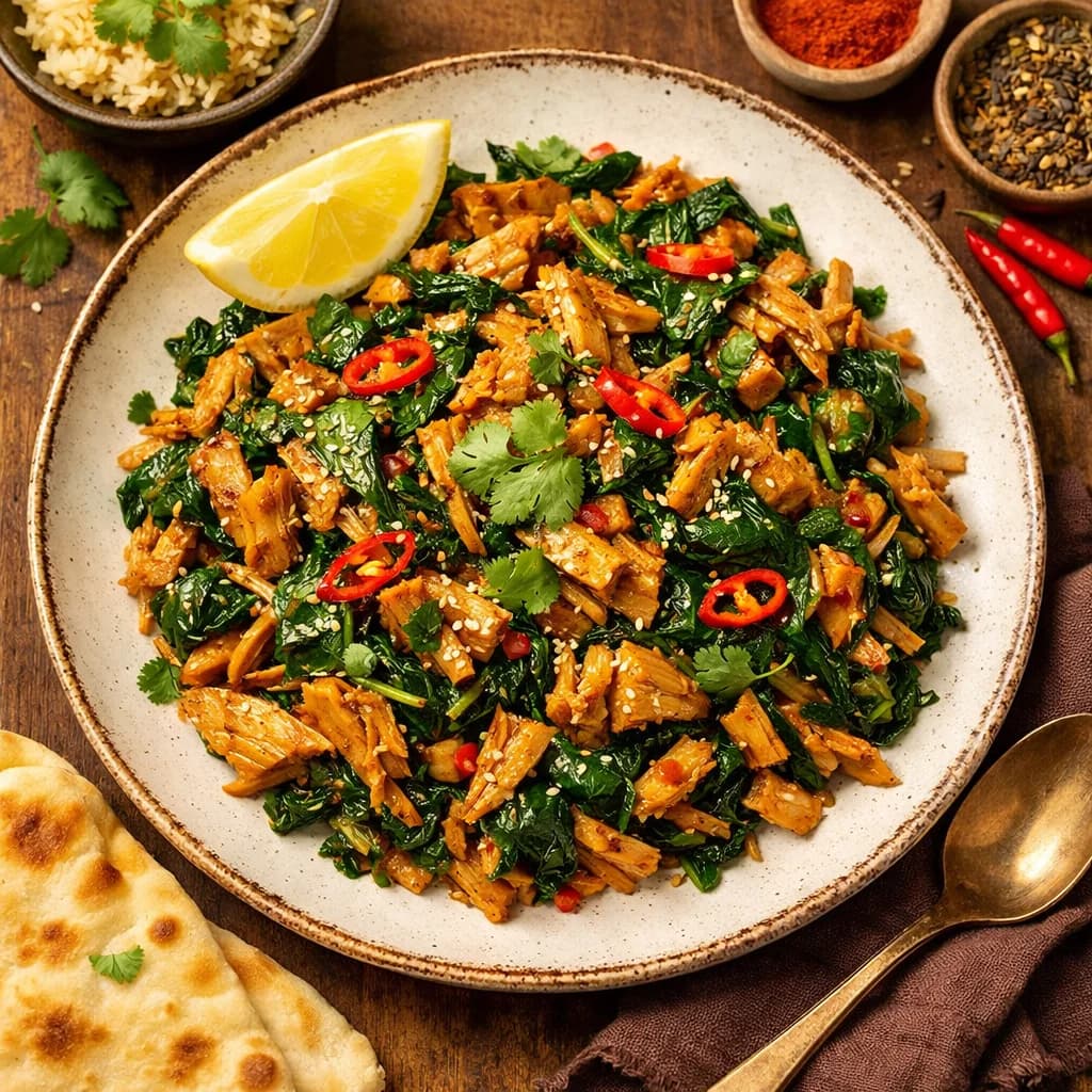 Spiced Jackfruit and Spinach Stir-Fry recipe