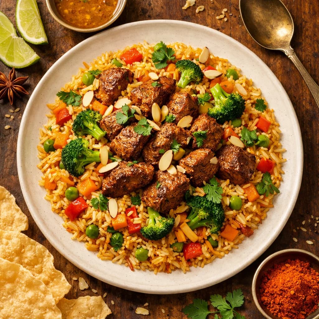 Spiced Lamb and Vegetable Rice Medley recipe