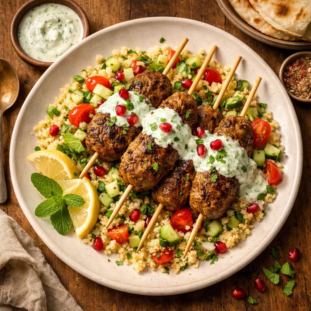 Spiced Lamb Kofta with Minted Yogurt Sauce recipe