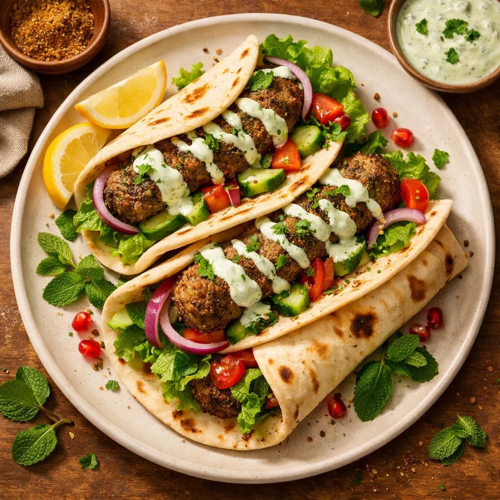 Spiced Lamb Kofta Wraps with Mint Yogurt Drizzle recipe