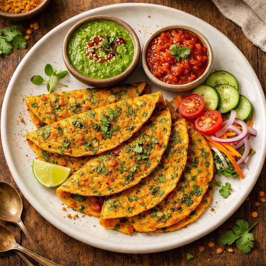 Spiced Lentil and Vegetable Pancakes recipe