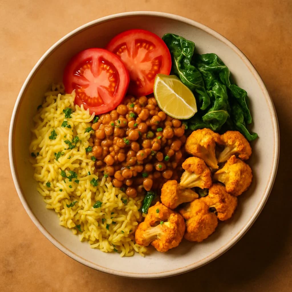 Spiced Lentil and Vegetable Rice Bowl recipe