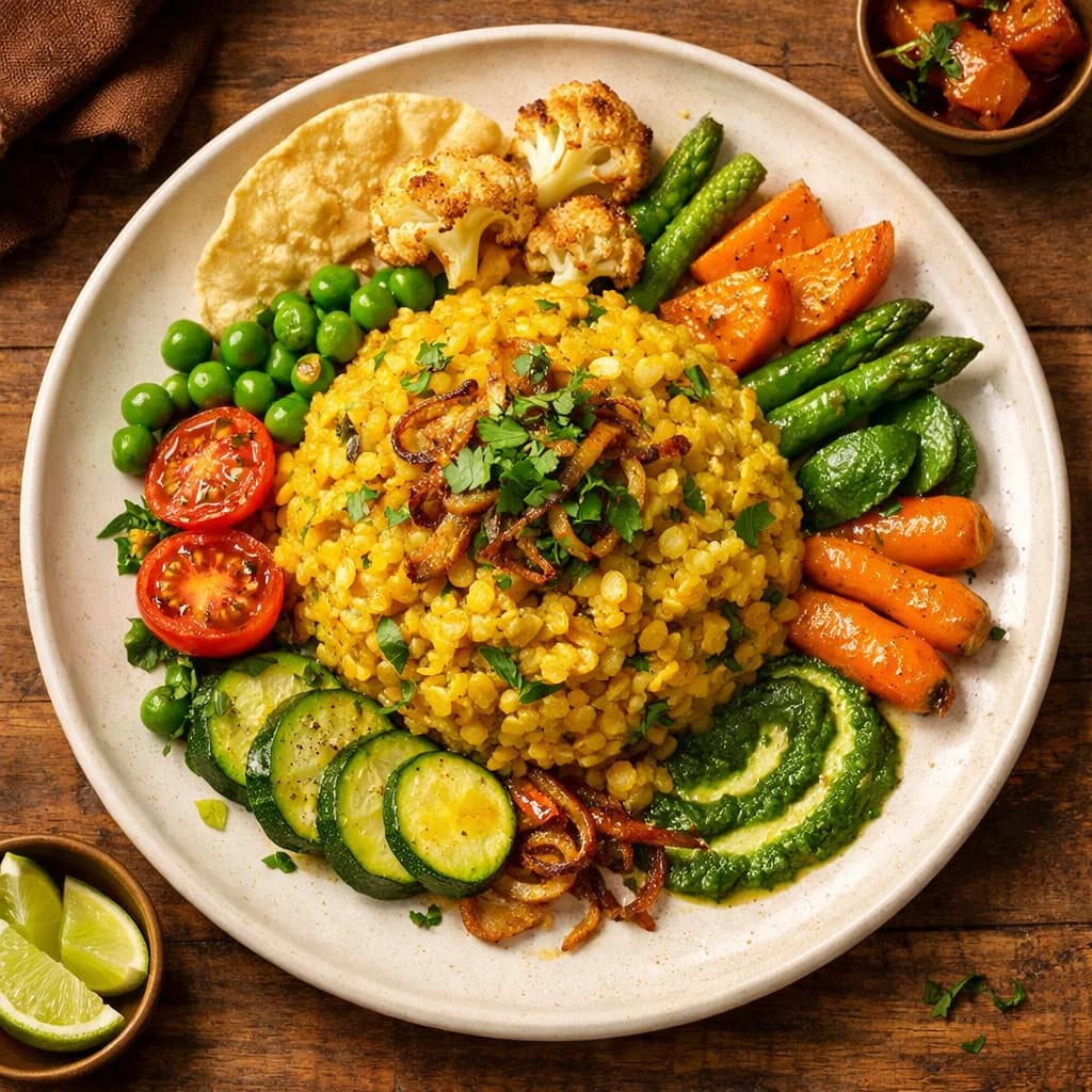 Spiced Lentil Khichdi with Seasonal Vegetables recipe