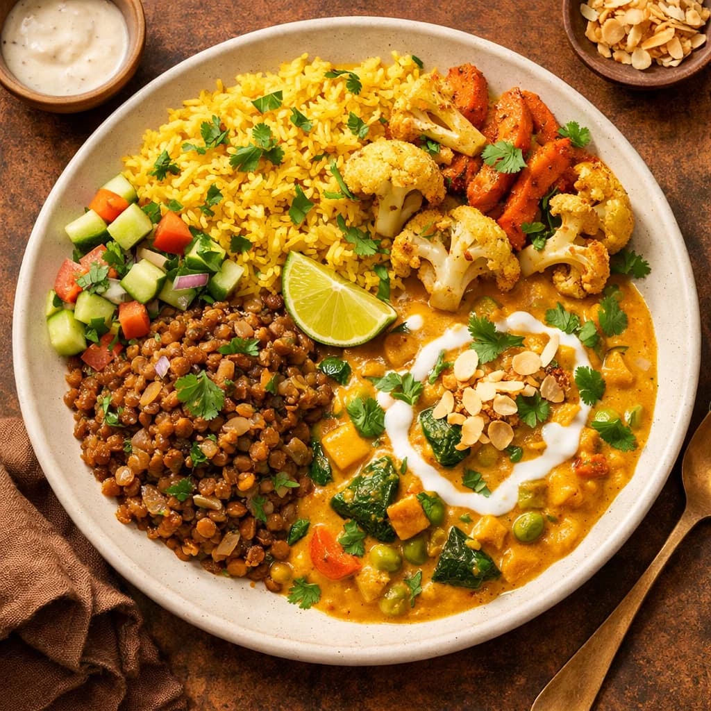 Spiced Lentil Rice Bowl with Coconut Curry recipe