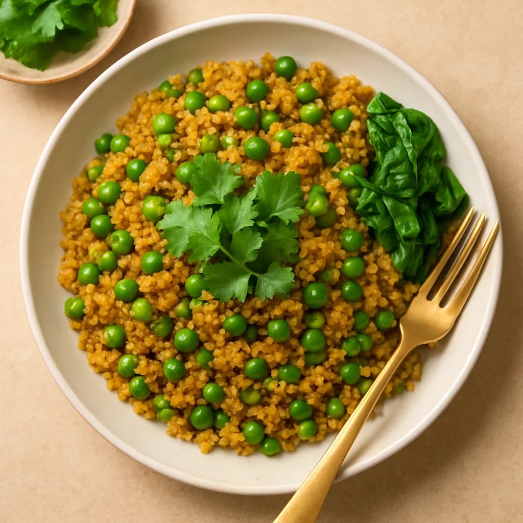 Spiced Quinoa and Green Pea Breakfast Bowl recipe