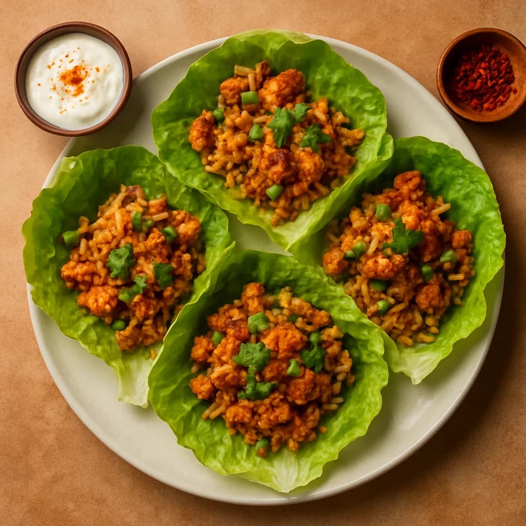 Spicy Chicken and Rice Lettuce Wraps recipe