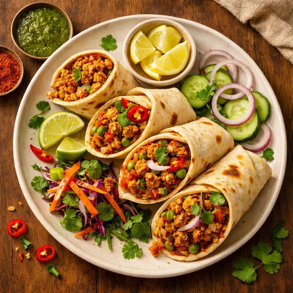 Spicy Chicken Keema Wraps recipe
