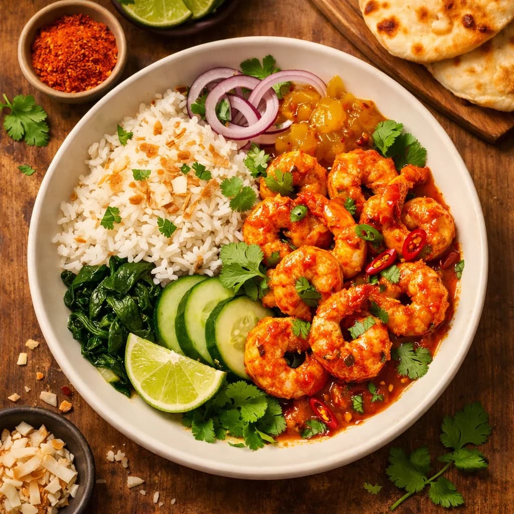 Spicy Prawn and Coconut Rice Bowl recipe