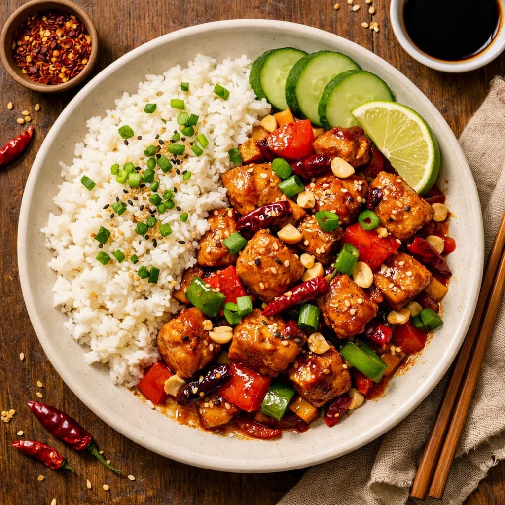 Szechuan Chicken and Jasmine Rice Bowl recipe