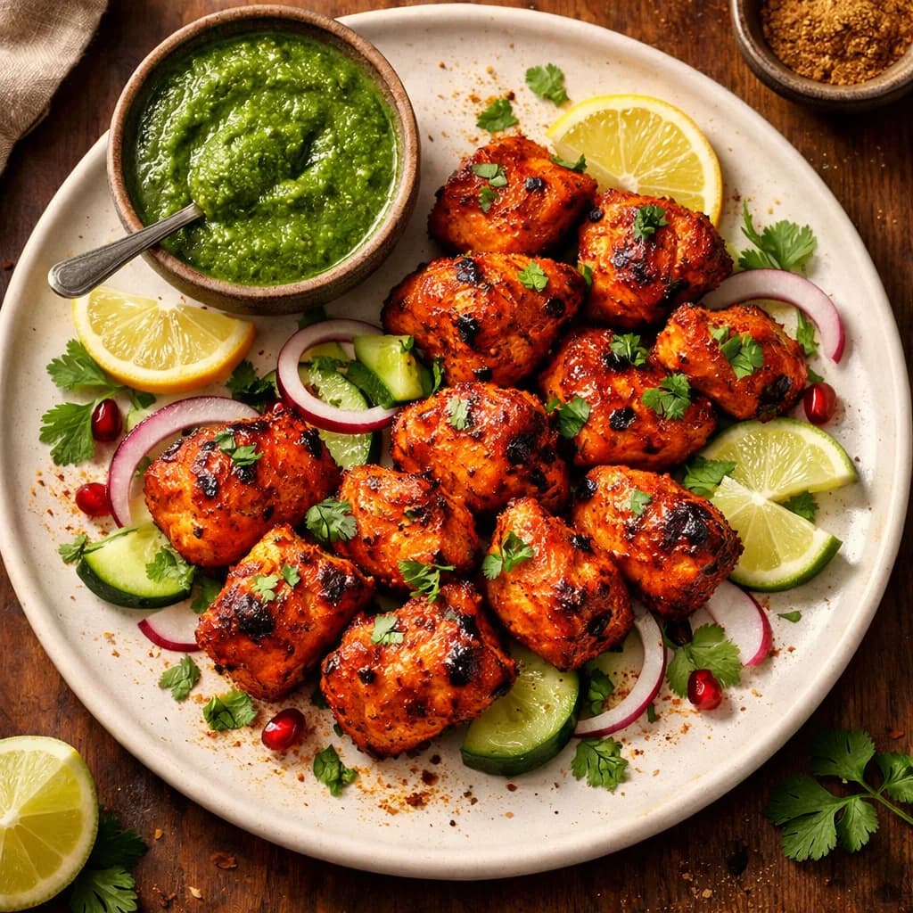 Tandoori Chicken Bites with Mint Chutney recipe