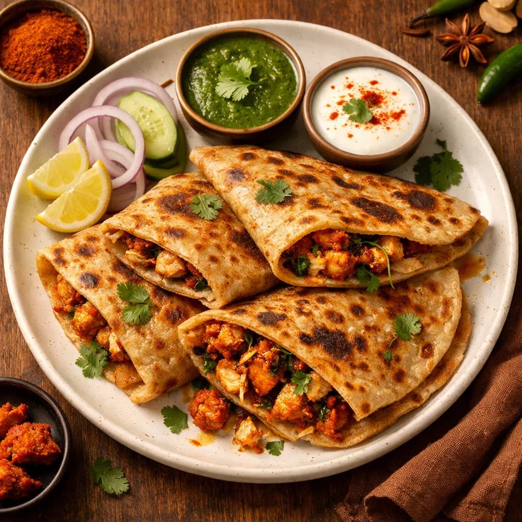 Tandoori Chicken Stuffed Parathas recipe