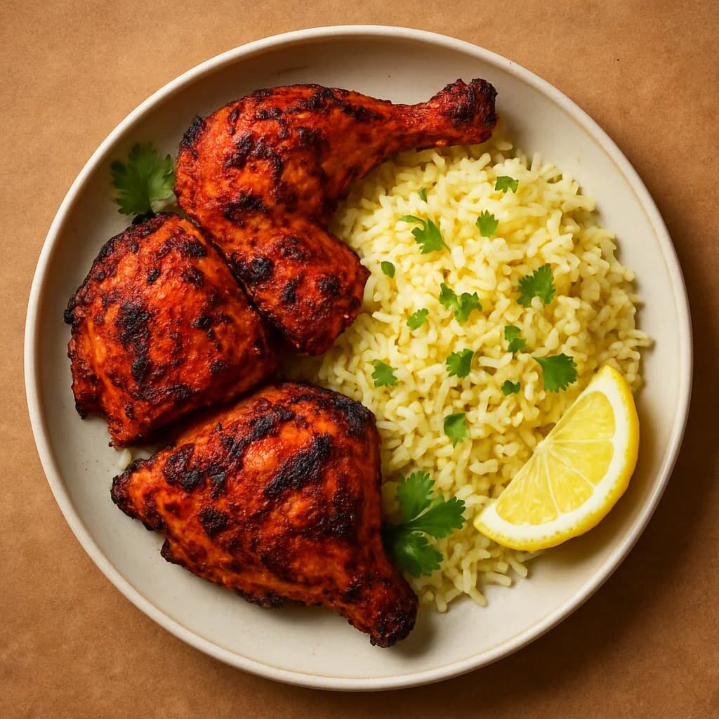 Tandoori Spiced Grilled Chicken with Lemon Rice recipe
