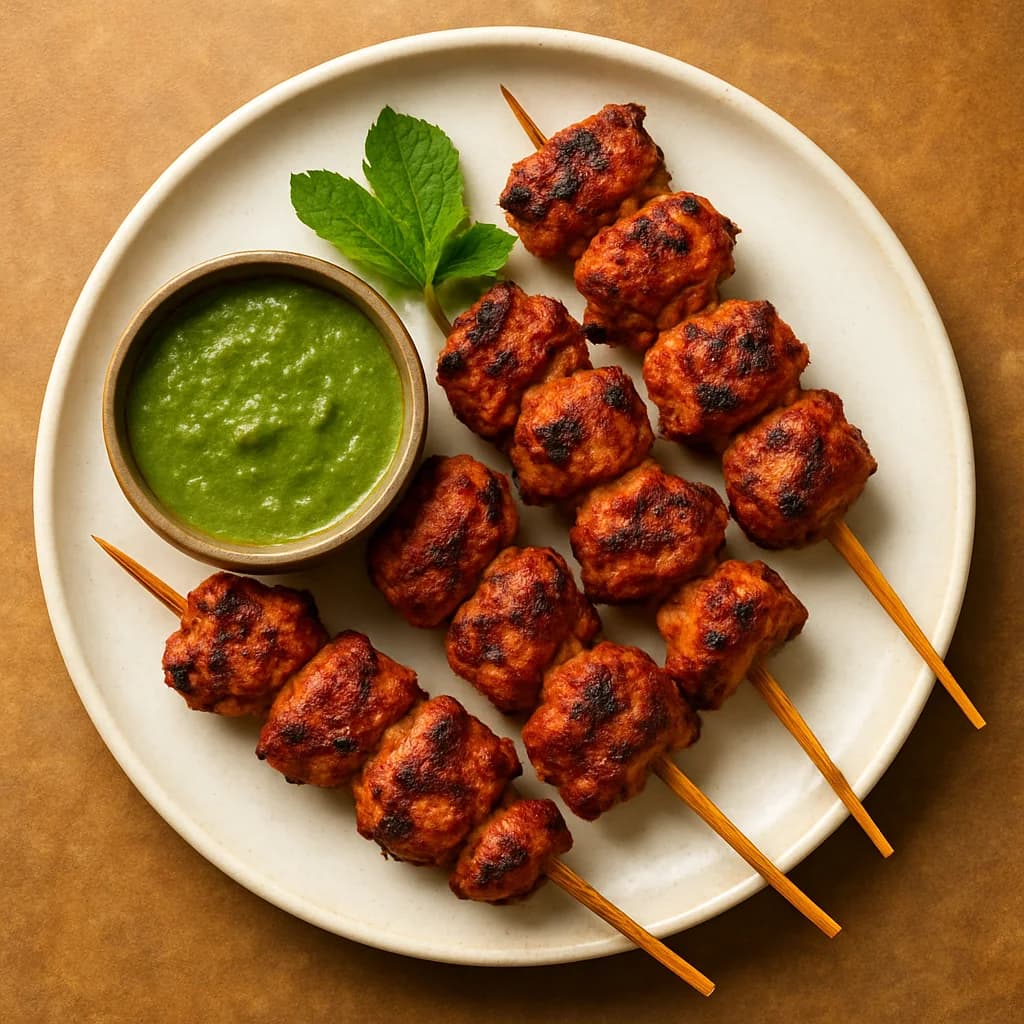 Tandoori Spiced Lamb Skewers with Mint Chutney recipe