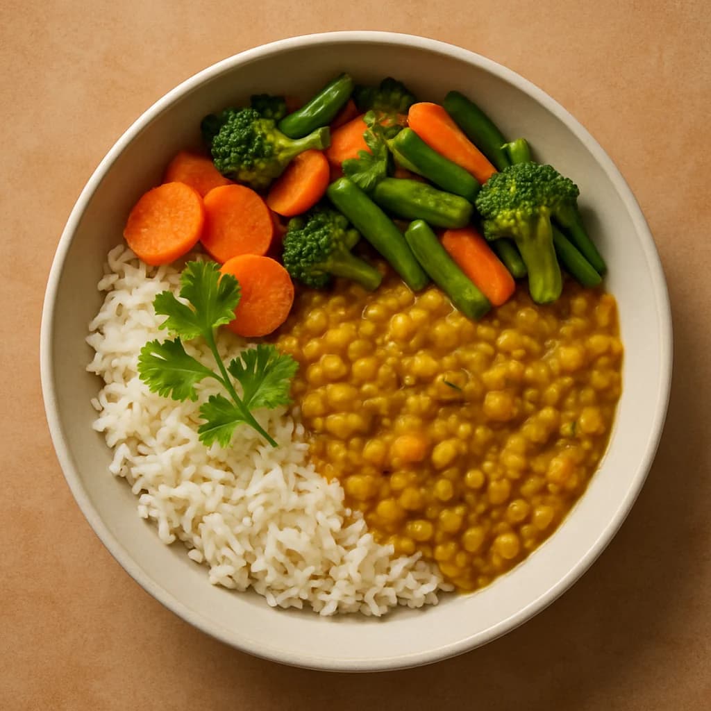 Tangy Lentil and Vegetable Rice Bowl recipe