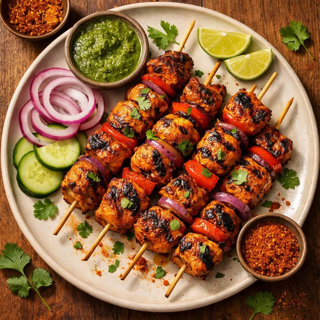 Tangy Masala Grilled Chicken Skewers recipe