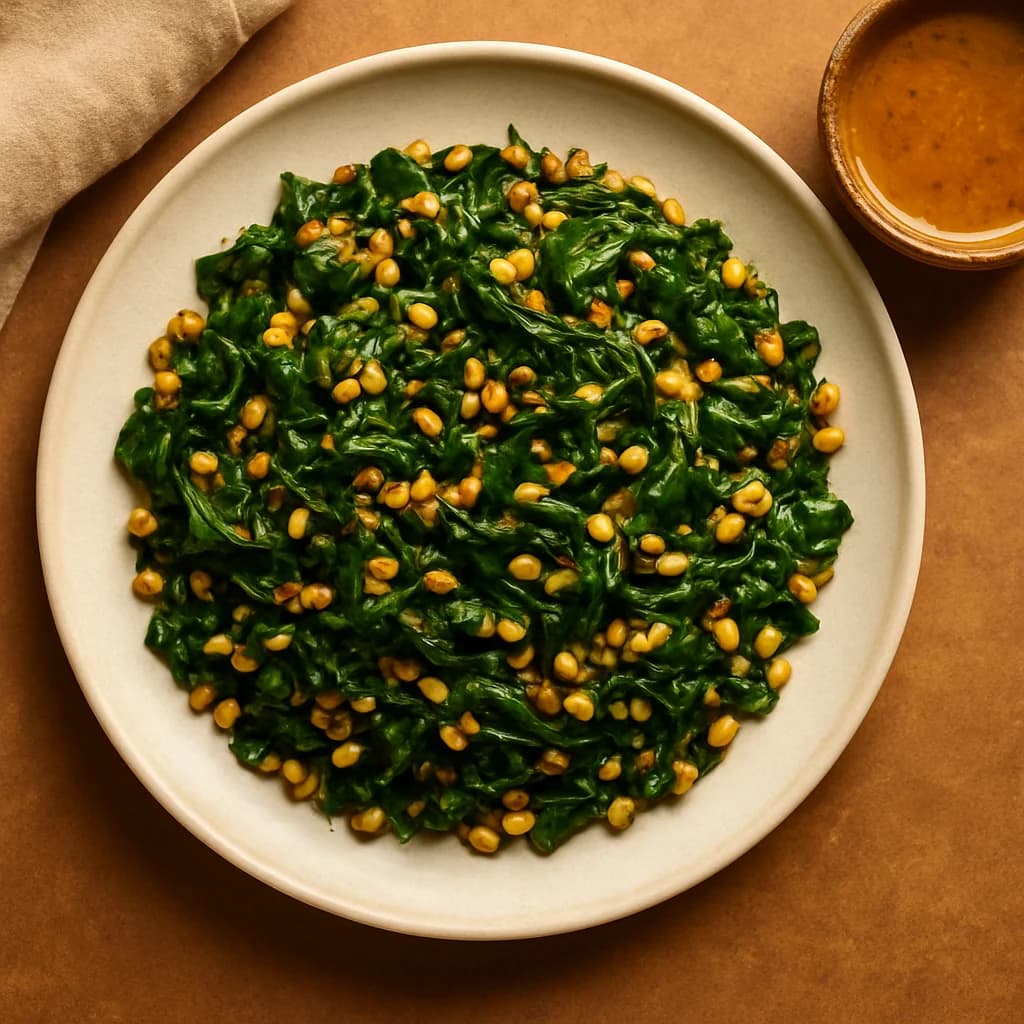 Tangy Spinach and Moong Sprout Stir-Fry recipe