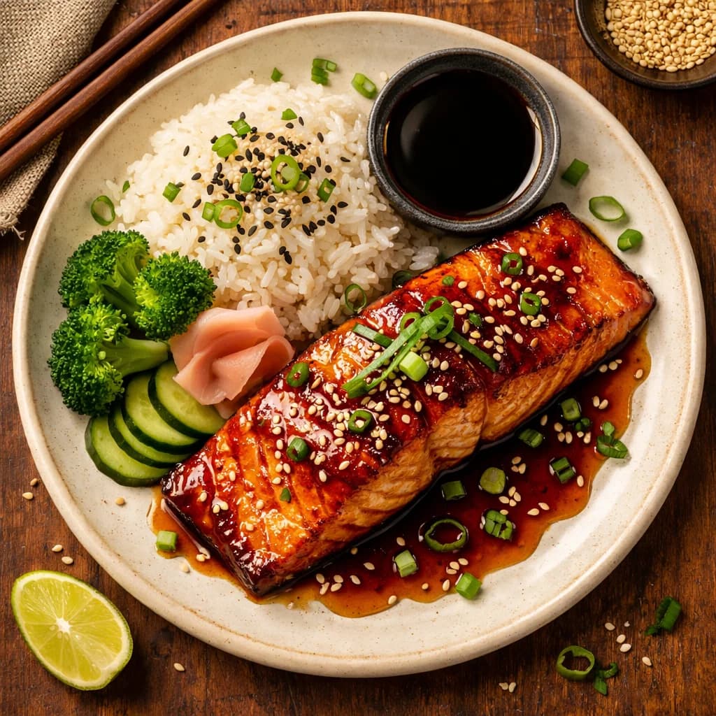 Teriyaki Glazed Salmon with Sesame Rice recipe