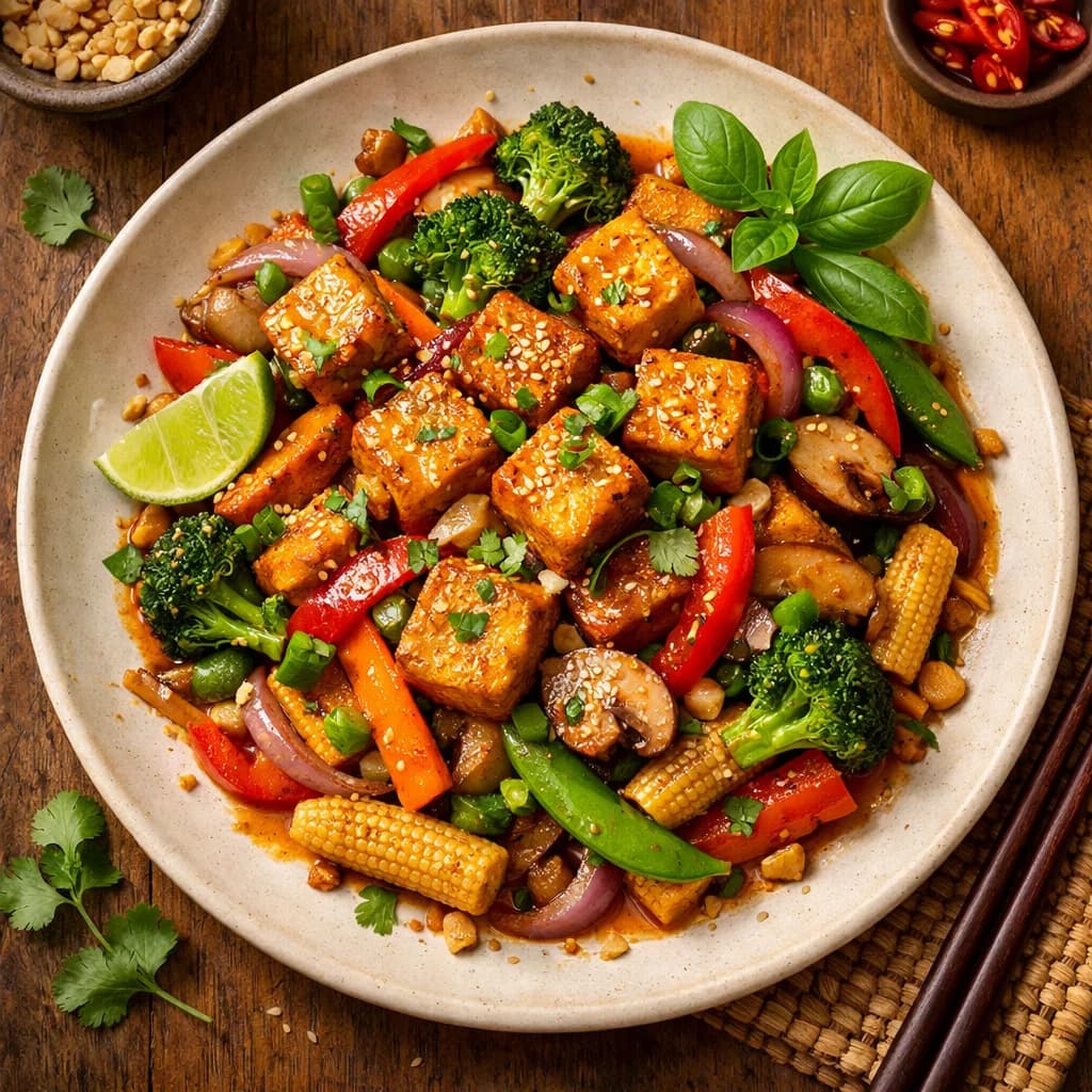 Thai Spiced Tofu Vegetable Stir-Fry recipe