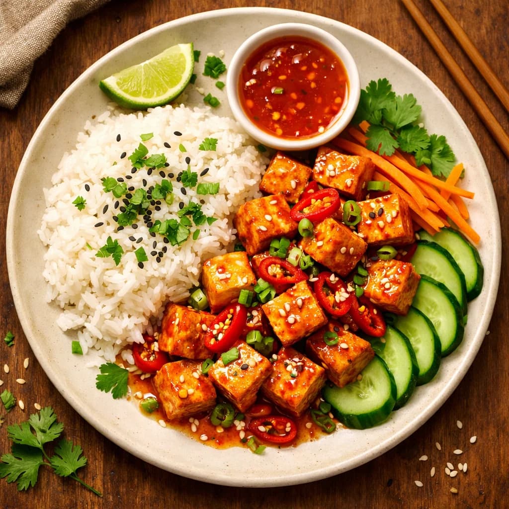 Thai Sweet Chili Tofu with Coconut Rice recipe