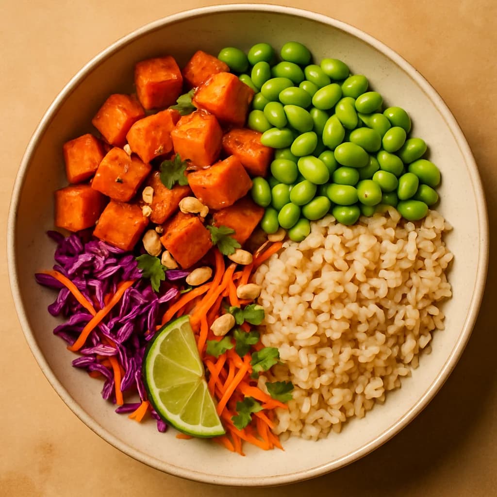 Thai Sweet Potato Edamame Grain Bowls recipe