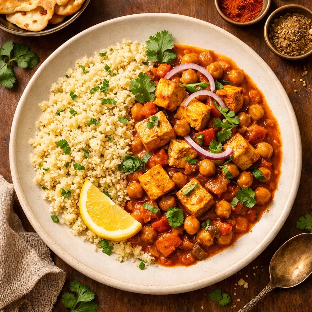 Tofu and Chickpea Masala with Millet recipe
