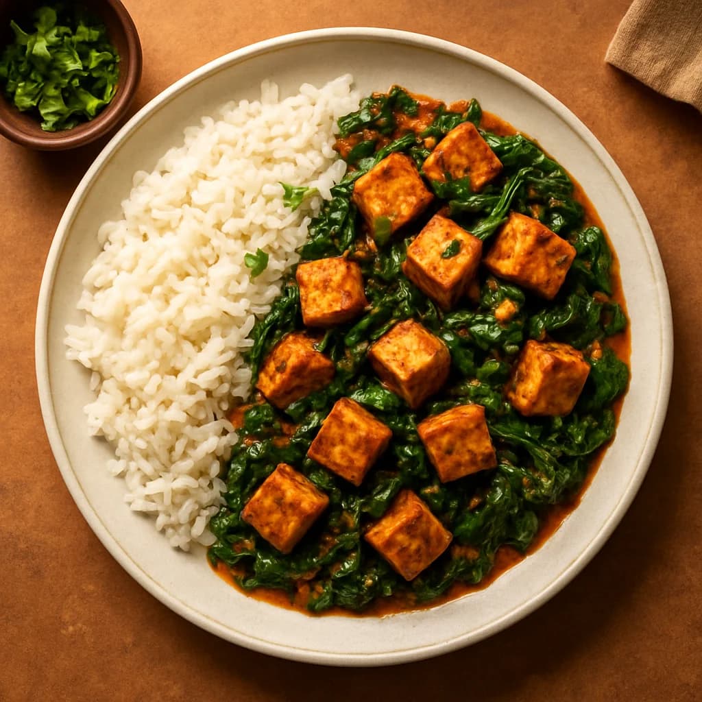 Tofu and Spinach Stir-Fry with Rice recipe
