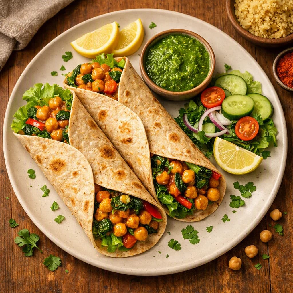 Wholesome Chickpea and Spinach Masala Wraps recipe