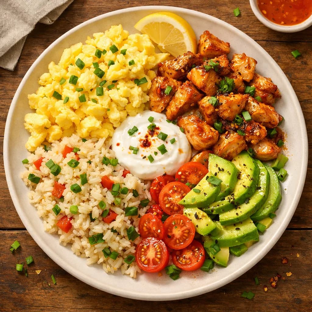 Zesty Chicken and Rice Breakfast Bowl recipe