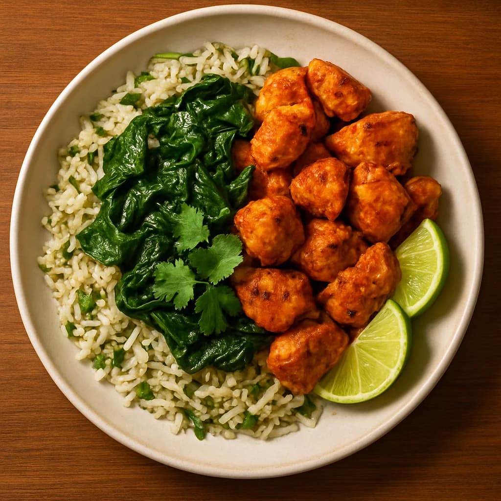 Zesty Chicken and Spinach Rice Bowl recipe