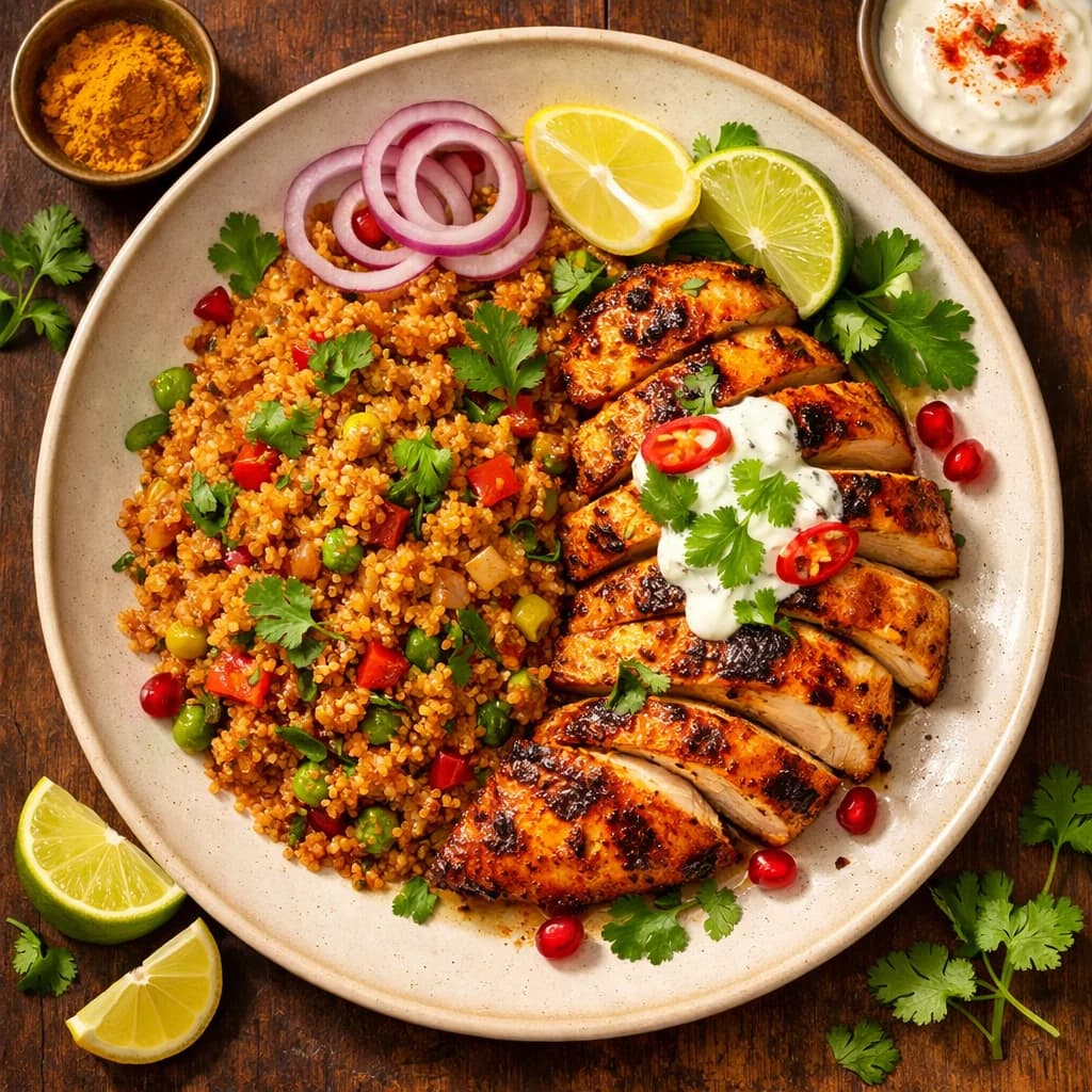 Zesty Grilled Chicken with Masala Quinoa recipe