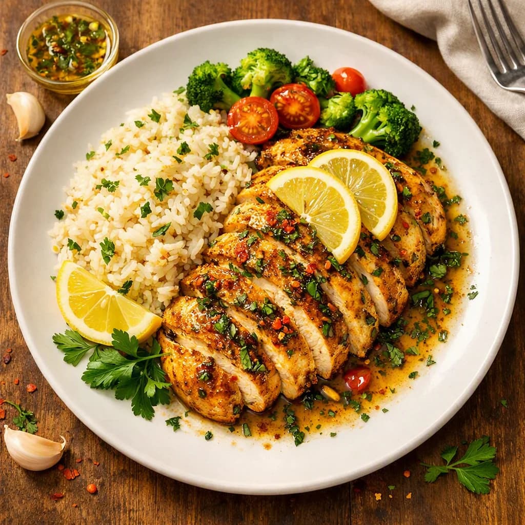 Zesty Lemon Herb Chicken with Garlic Rice recipe