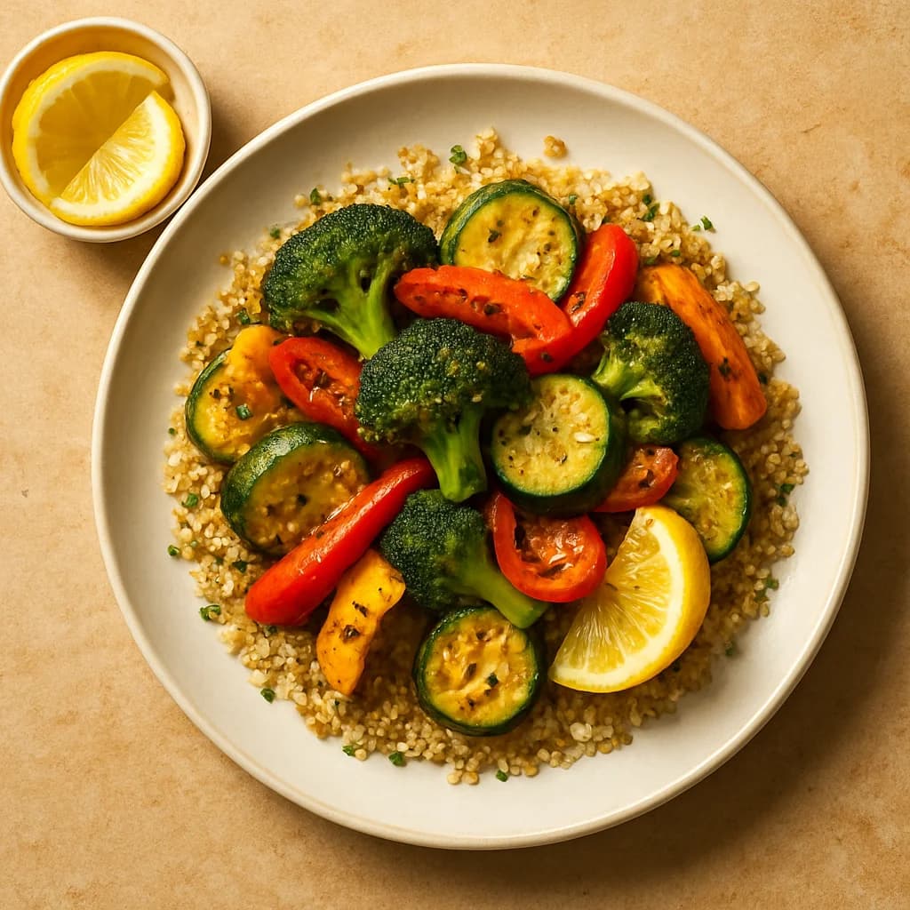 Zesty Lemon Herb Quinoa with Roasted Vegetables recipe
