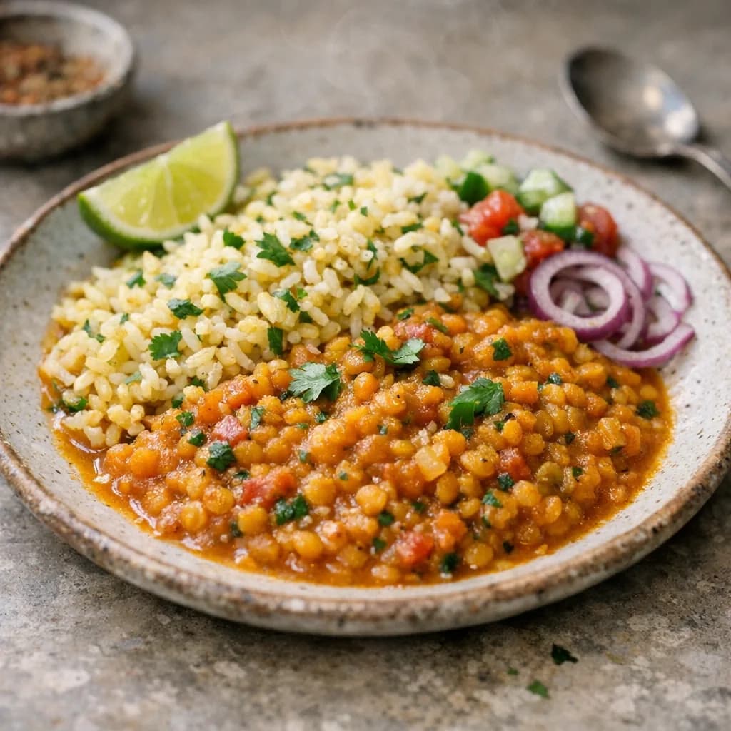 Aromatic Red Lentil and Rice Bowl recipe