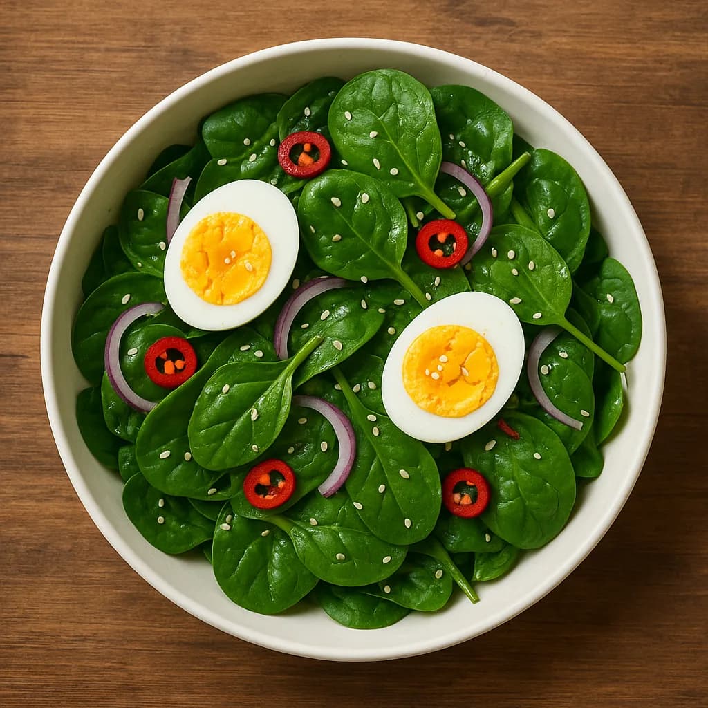 Asian Spinach and Egg Dinner Salad recipe