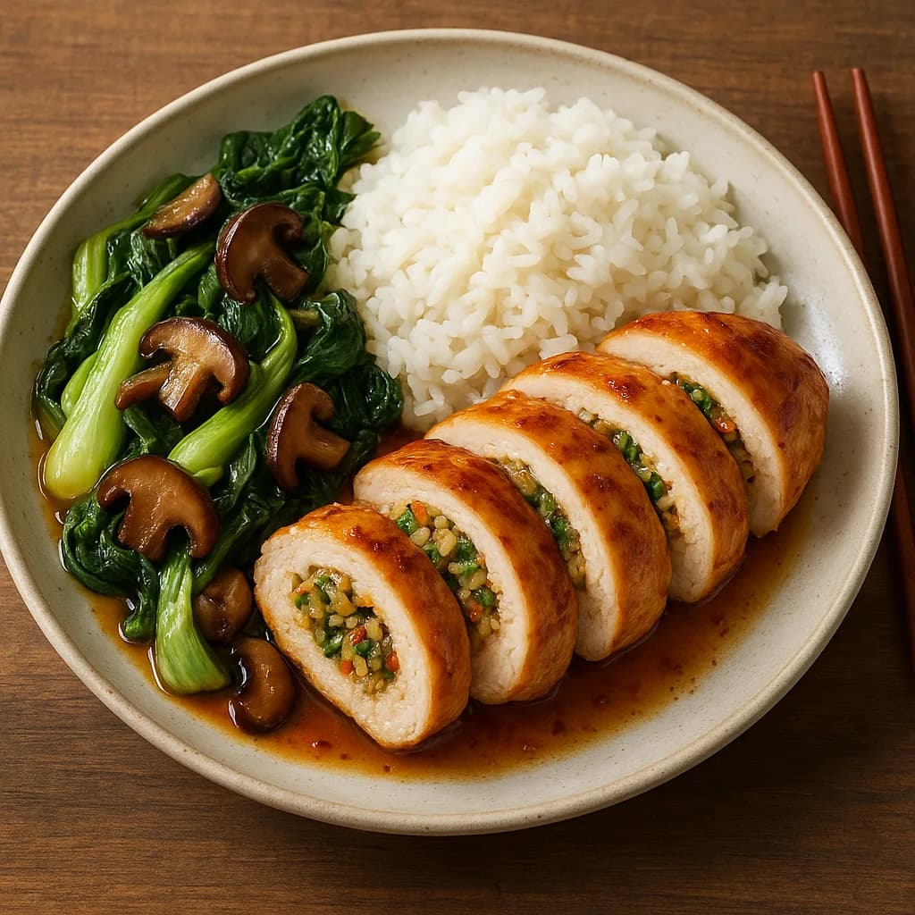 Asian-Style Stuffed Chicken Dinner recipe