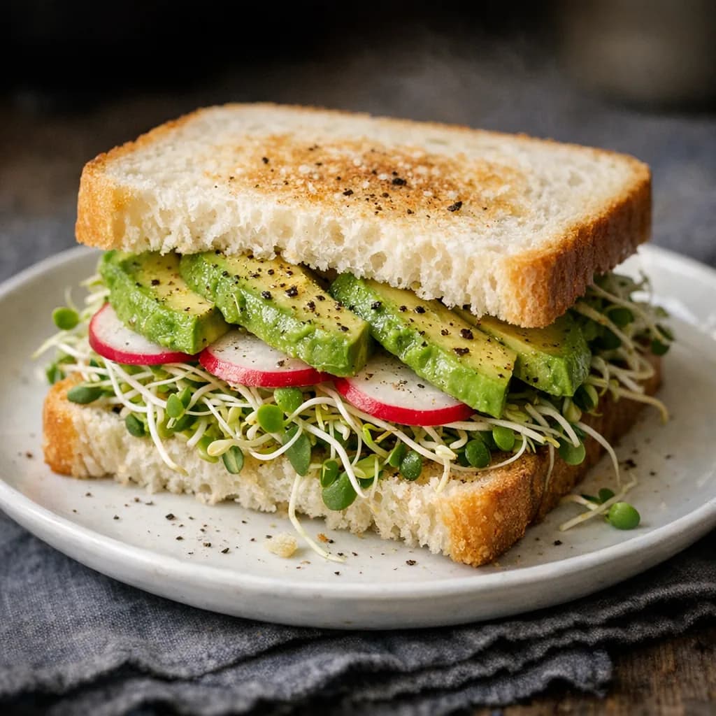 Avocado and Sprout Vegetarian Sandwich recipe