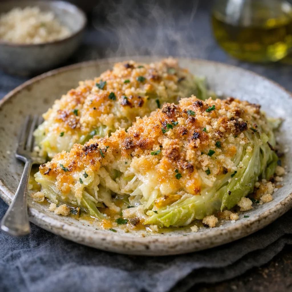 Baked Cabbage with Cheese Crumb Topping recipe