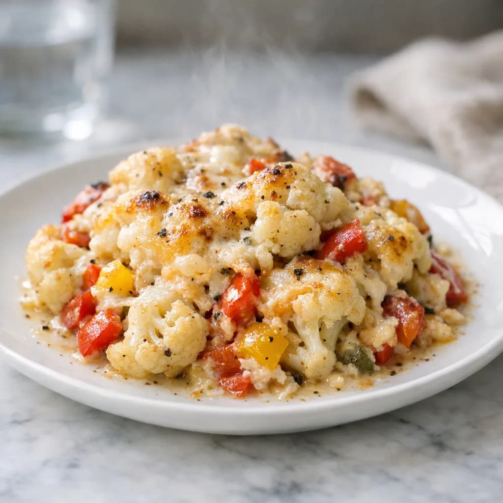 Baked Cauliflower and Bell Pepper Casserole recipe