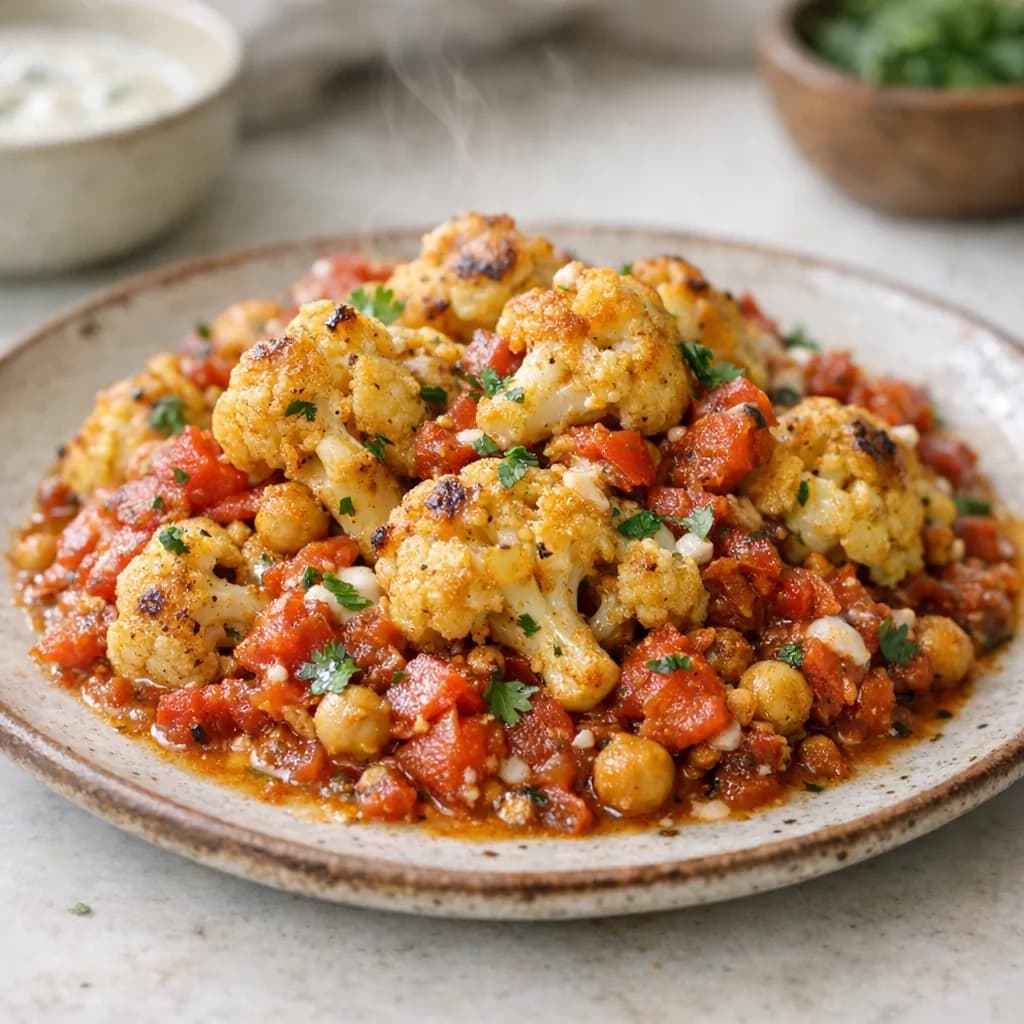 Baked Cauliflower and Spiced Tomato Medley recipe