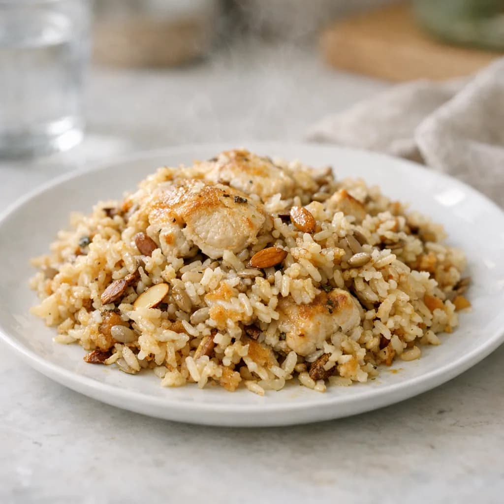 Baked Chicken and Almond Rice Casserole recipe