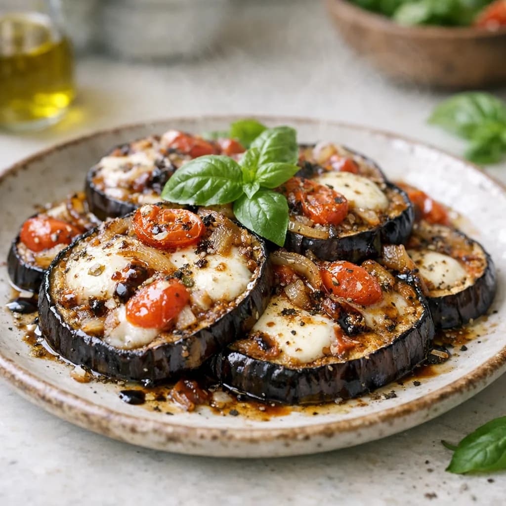 Baked Eggplant with Basil and Mozzarella recipe