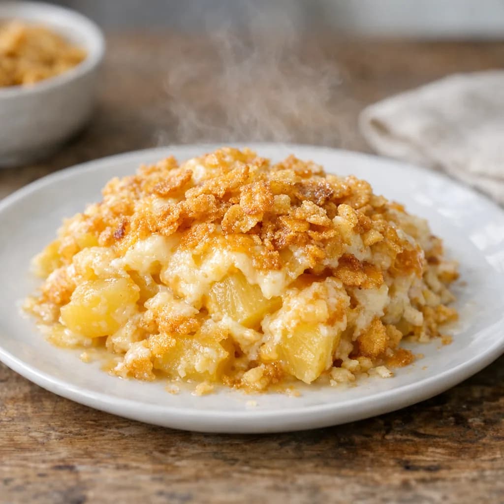 Baked Pineapple Casserole with Cheese recipe