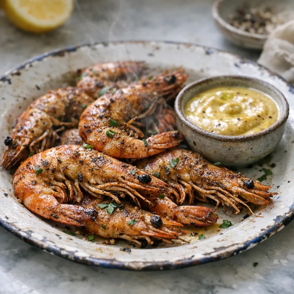 Baked Prawns with Mustard Dipping Sauce recipe
