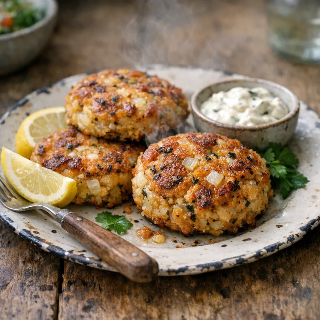 Baked Salmon Cakes with Onion recipe