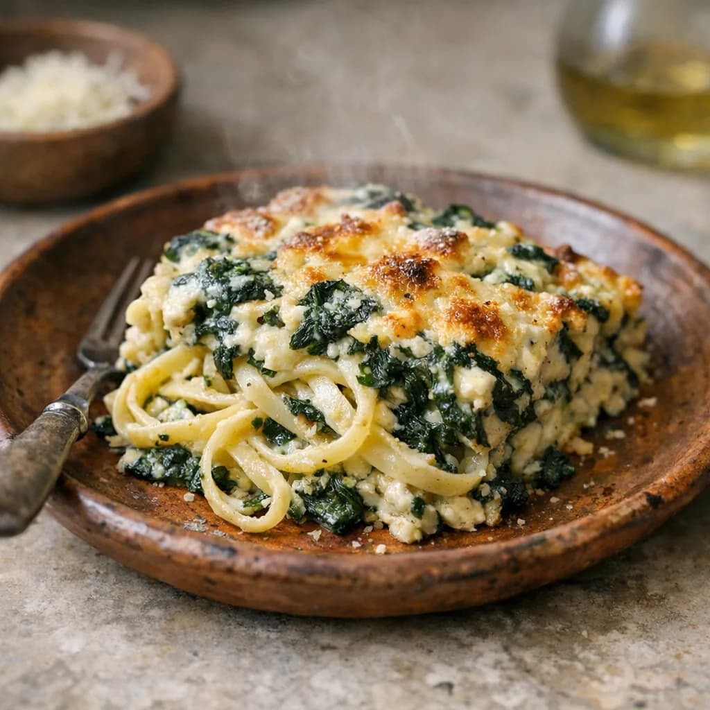 Baked Spinach and Linguine Delight recipe