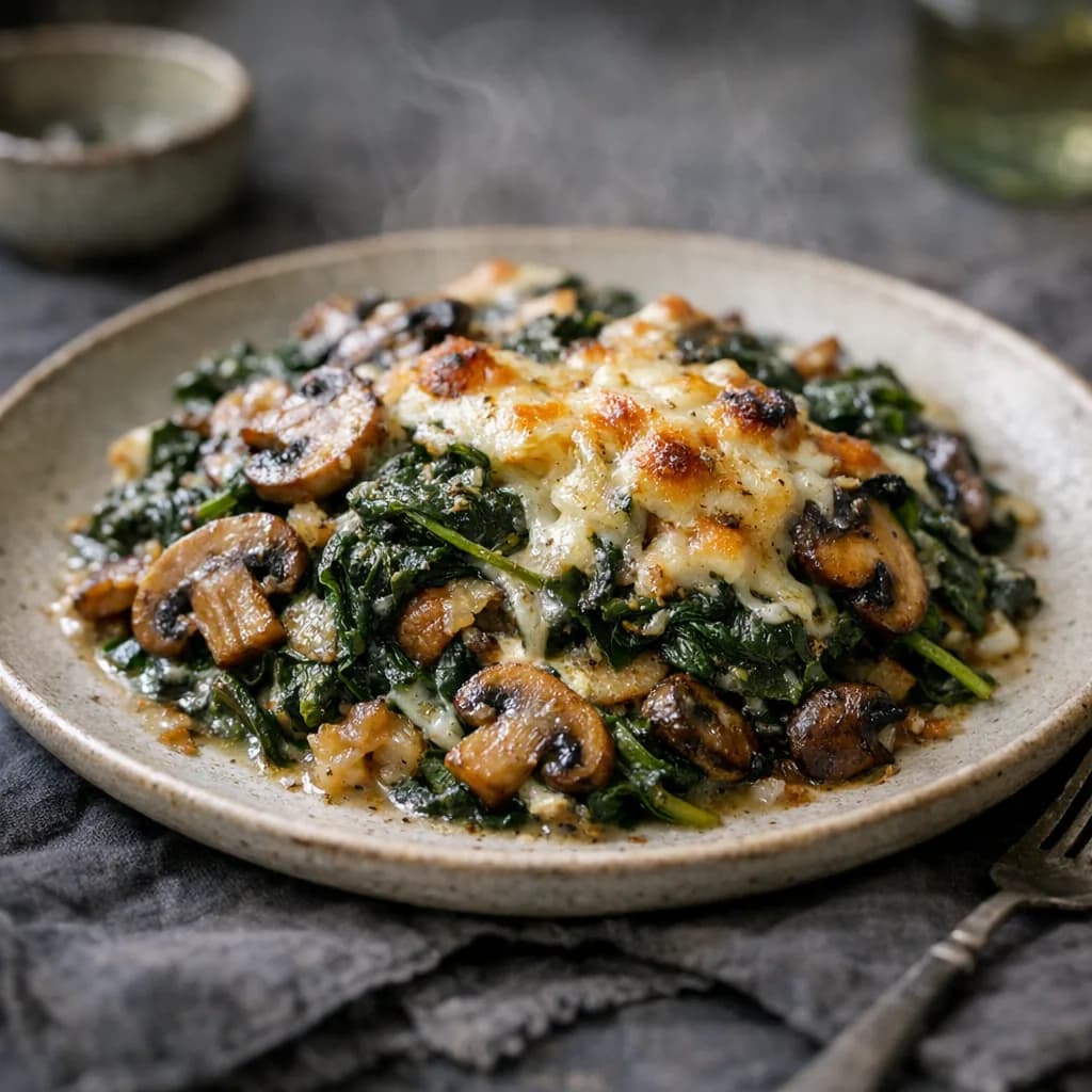 Baked Spinach and Mushroom Medley recipe