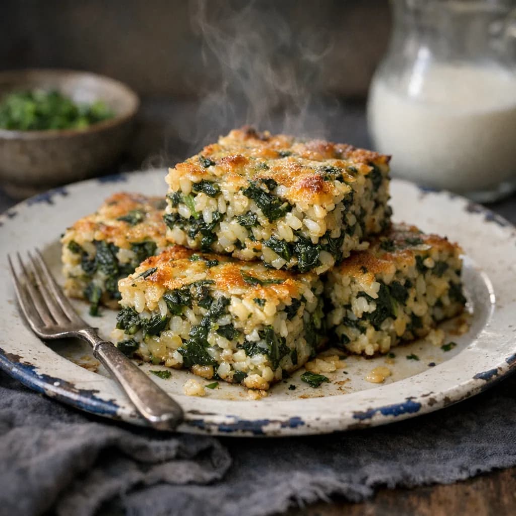 Baked Spinach and Rice Squares recipe
